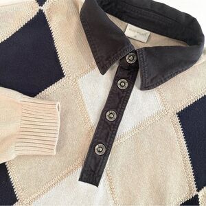 Blue Willi's Vintage Argyle Sweater Men's‎ Size XL Navy Cream Preppy Retro Y2K